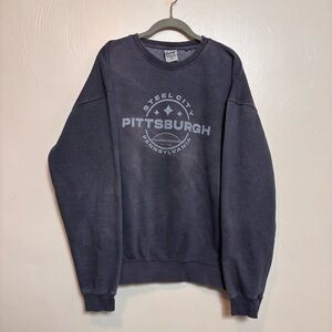 Vintage Collection Pittsburgh Mens Crewneck Steel City Blue Gray Bleached Size L